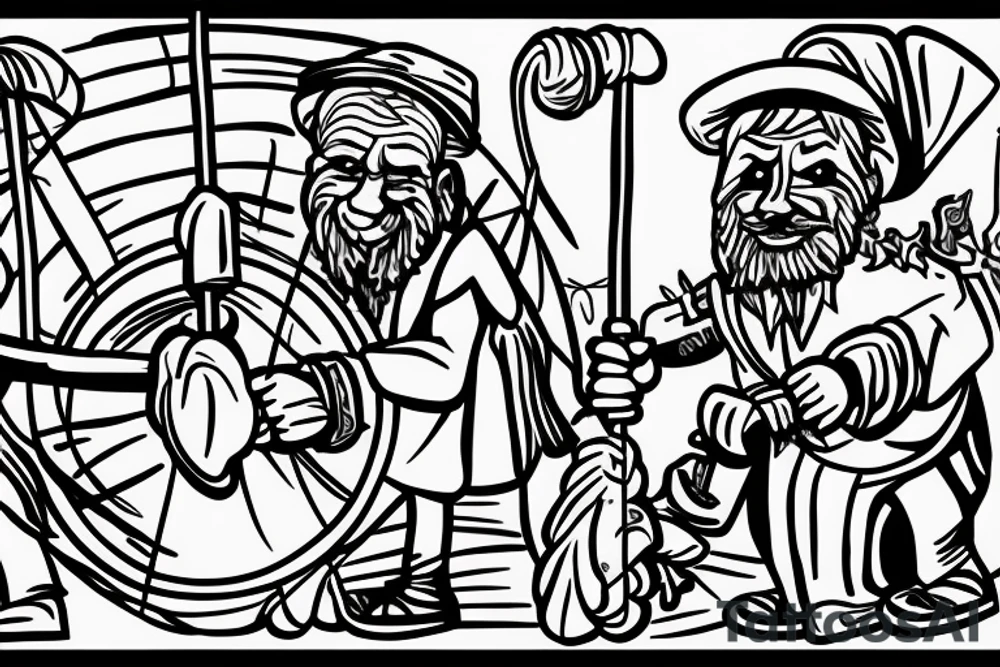 a tall old men carring a shepherds staff carried like a pastor tattoo idea