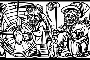 a tall old men carring a shepherds staff carried like a pastor tattoo idea
