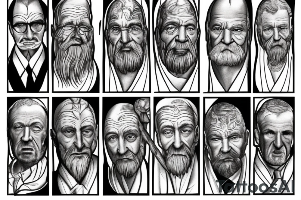 a tall old men carring a shepherds staff carried like a pastor tattoo idea