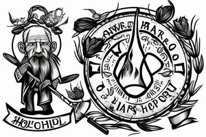 a tall old men carring a shepherds staff carried like a pastor tattoo idea