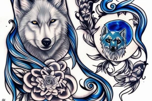 white wolf with blue eyes tattoo idea