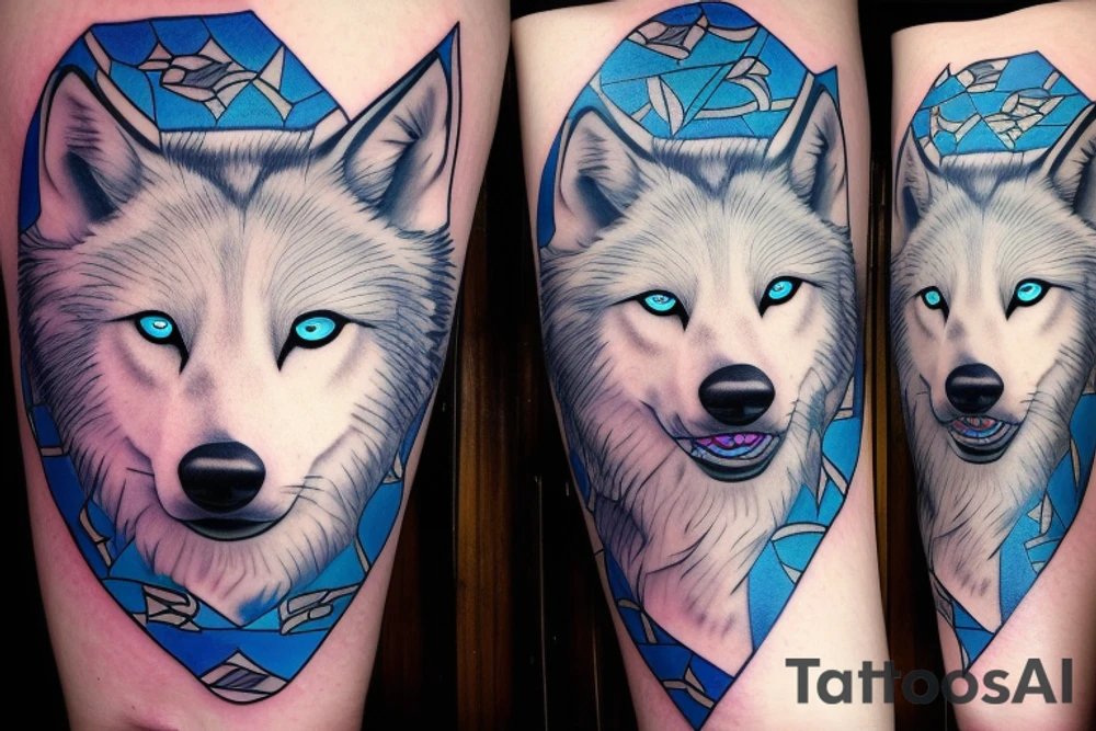 white wolf with blue eyes tattoo idea