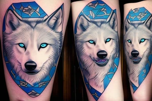 white wolf with blue eyes tattoo idea