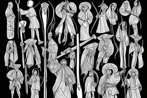 a tall men full body carring a shepherds staff carried like a pastor. tattoo idea