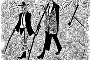 a tall men full body carring a shepherds staff carried like a pastor. tattoo idea