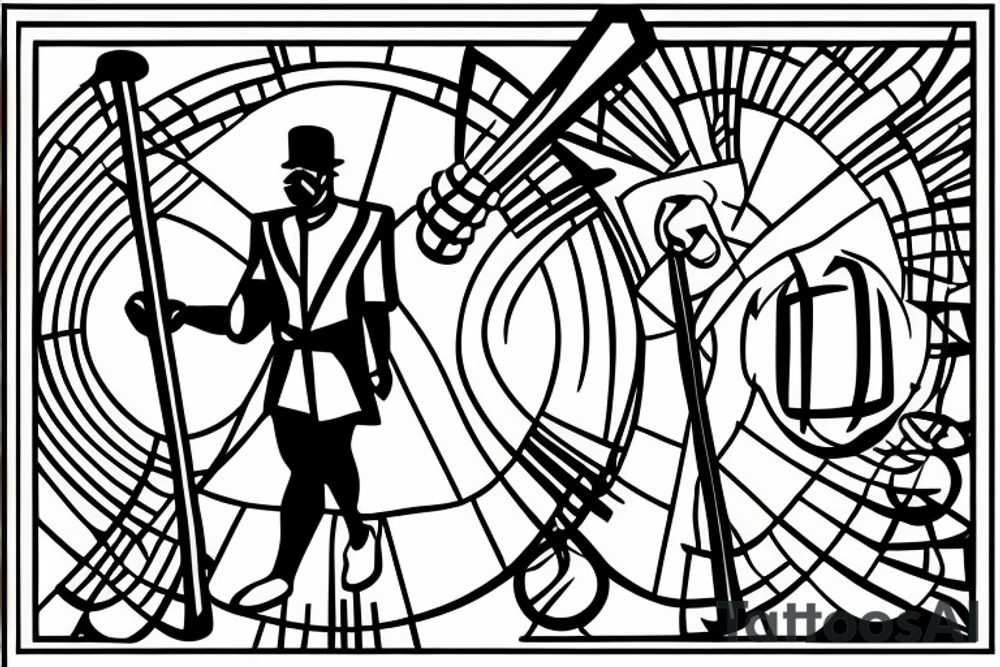 a tall men full body carring a shepherds staff carried like a pastor. tattoo idea