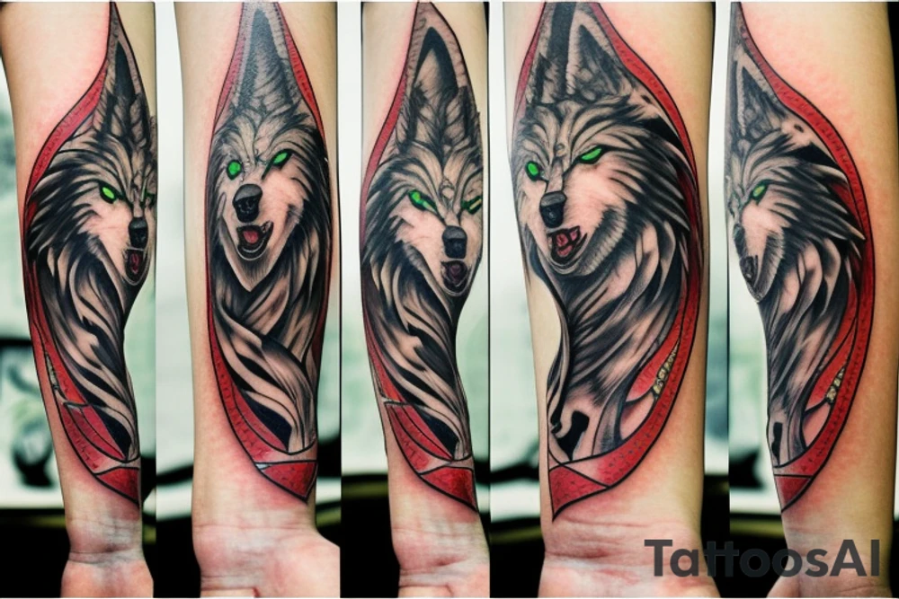 white wolf with yellow 
eyes tattoo idea
