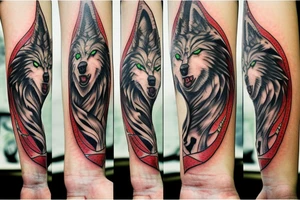 white wolf with yellow 
eyes tattoo idea