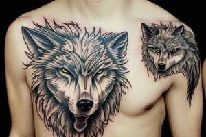 white wolf with yellow 
eyes tattoo idea