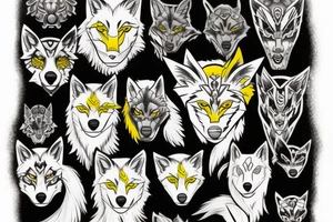 white wolf with yellow 
eyes tattoo idea