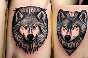 white wolf with yellow 
eyes tattoo idea