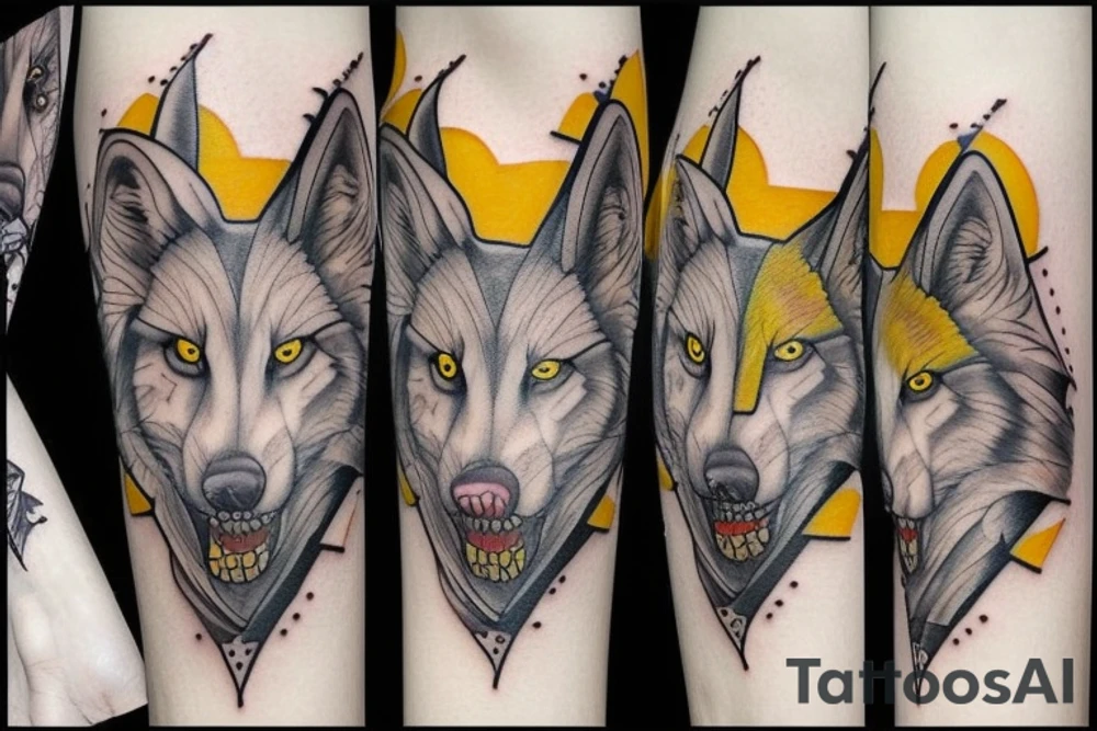 white wolf with yellow 
eyes tattoo idea