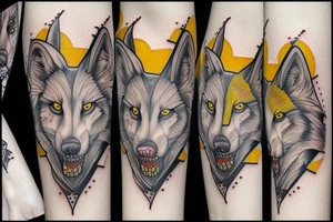 white wolf with yellow 
eyes tattoo idea