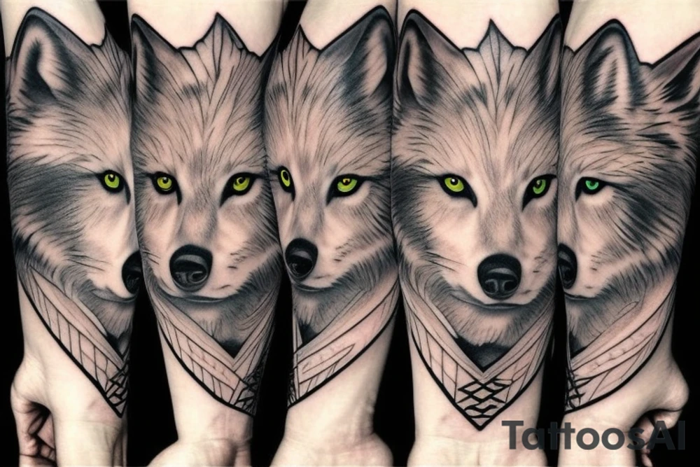 white wolf with yellow 
eyes tattoo idea