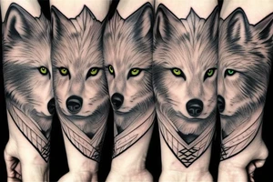 white wolf with yellow 
eyes tattoo idea