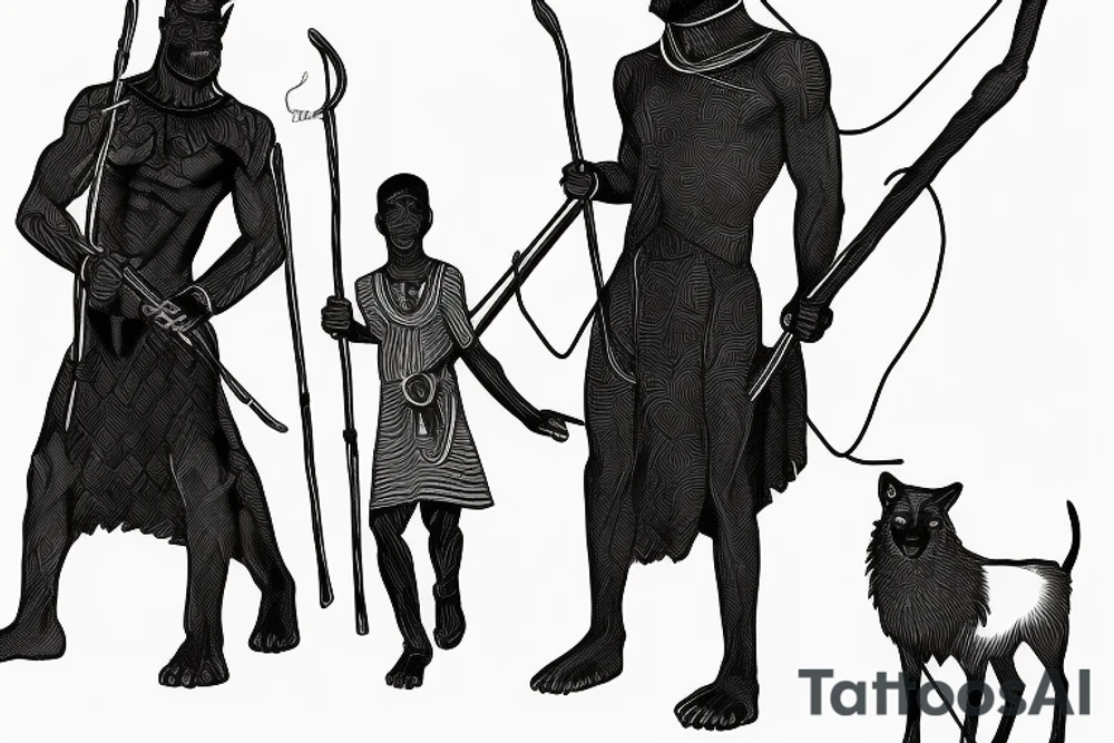 a tall man full body carrying a shepherd's staff carried like a pastor, as realistic as possible, thin lines.
A black panther carrying a shepherd's staff carried like a pastoras realistic as possible, thin lines. tattoo idea