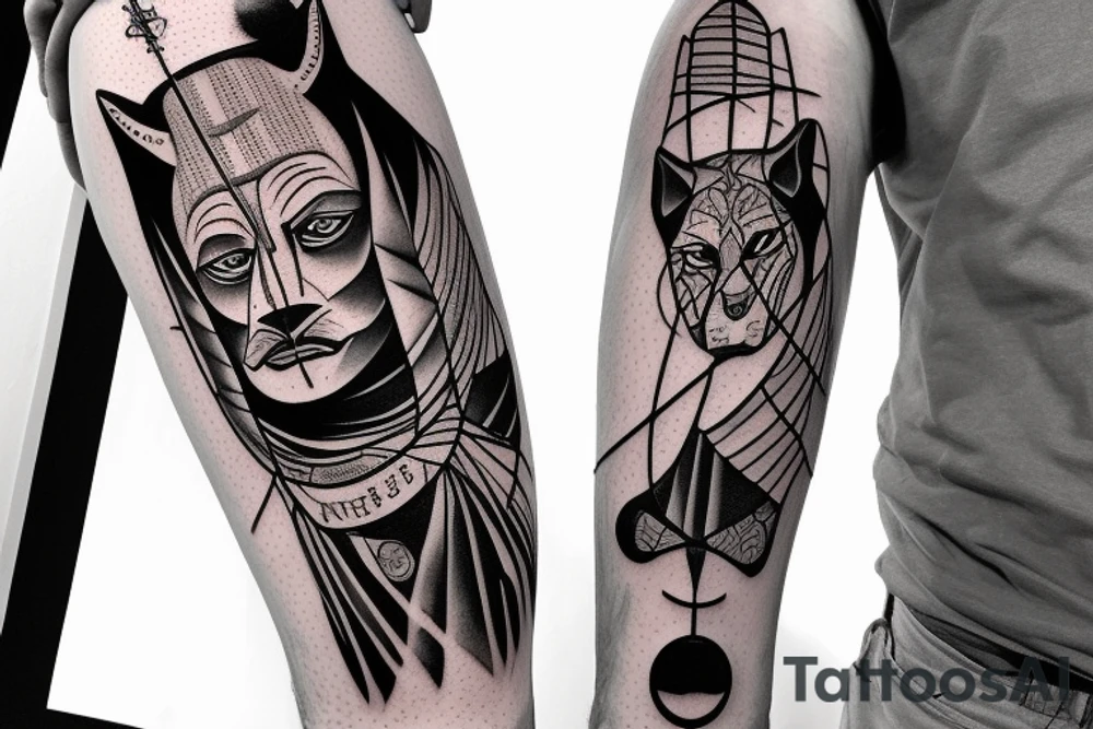 a tall man full body carrying a shepherd's staff carried like a pastor, as realistic as possible, thin lines.
A black panther carrying a shepherd's staff carried like a pastoras realistic as possible, thin lines. tattoo idea