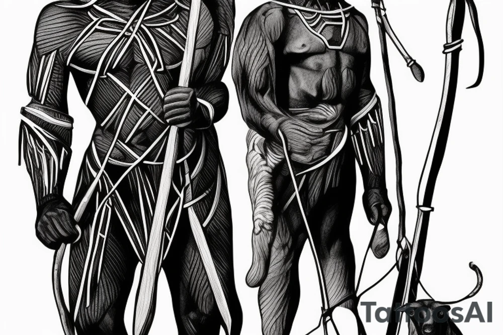 a tall man full body carrying a shepherd's staff carried like a pastor, as realistic as possible, thin lines.
A black panther carrying a shepherd's staff carried like a pastoras realistic as possible, thin lines. tattoo idea