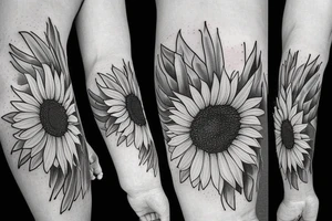 blue monarch butterfly landing near a sunflower located on a man's inner forearm. + more masculine + colored sunflower with black and white butterfly
More ideas tattoo idea