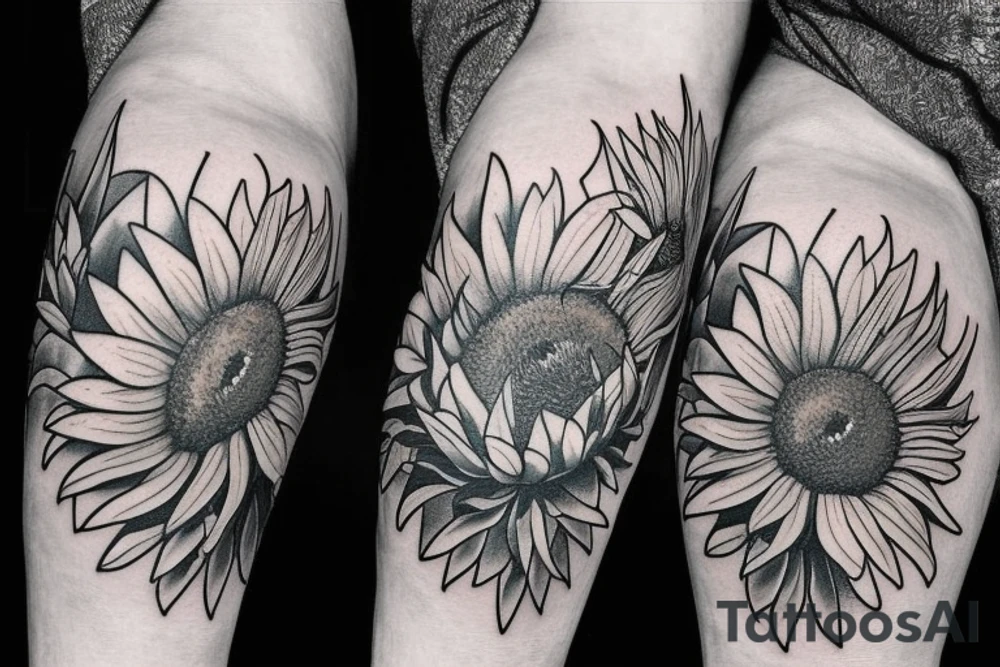 blue monarch butterfly landing near a sunflower located on a man's inner forearm. + more masculine + colored sunflower with black and white butterfly
More ideas tattoo idea