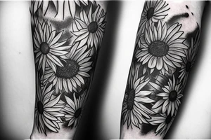 blue monarch butterfly landing near a sunflower located on a man's inner forearm. + more masculine + colored sunflower with black and white butterfly
More ideas tattoo idea