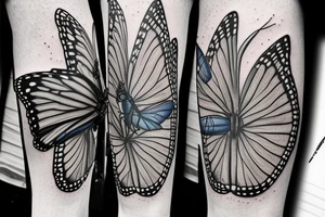 blue monarch butterfly landing near a sunflower located on a man's inner forearm. + more masculine + colored sunflower with black and white butterfly
More ideas tattoo idea