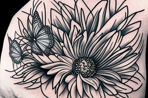 blue monarch butterfly landing near a sunflower located on a man's inner forearm. + more masculine + colored sunflower with black and white butterfly
More ideas tattoo idea