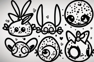 cute dotted bunny with bow around neck and big cartoon eyes tattoo idea