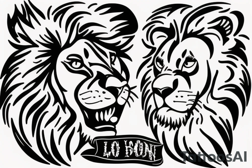 Lion face with bold outlines tattoo idea