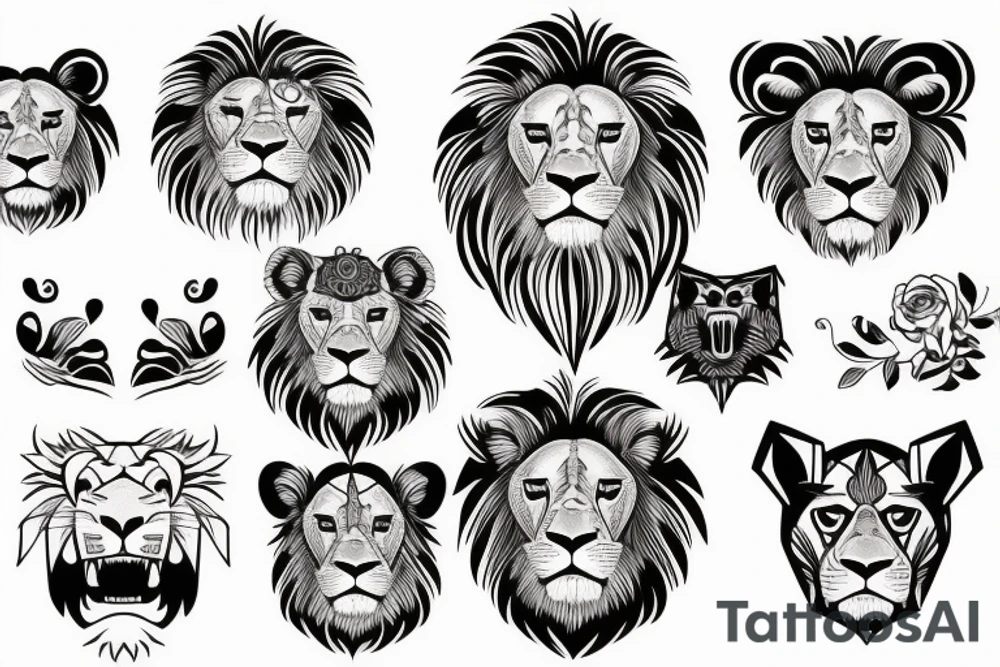 Lion face with bold outlines tattoo idea