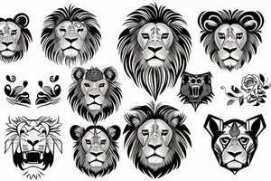 Lion face with bold outlines tattoo idea