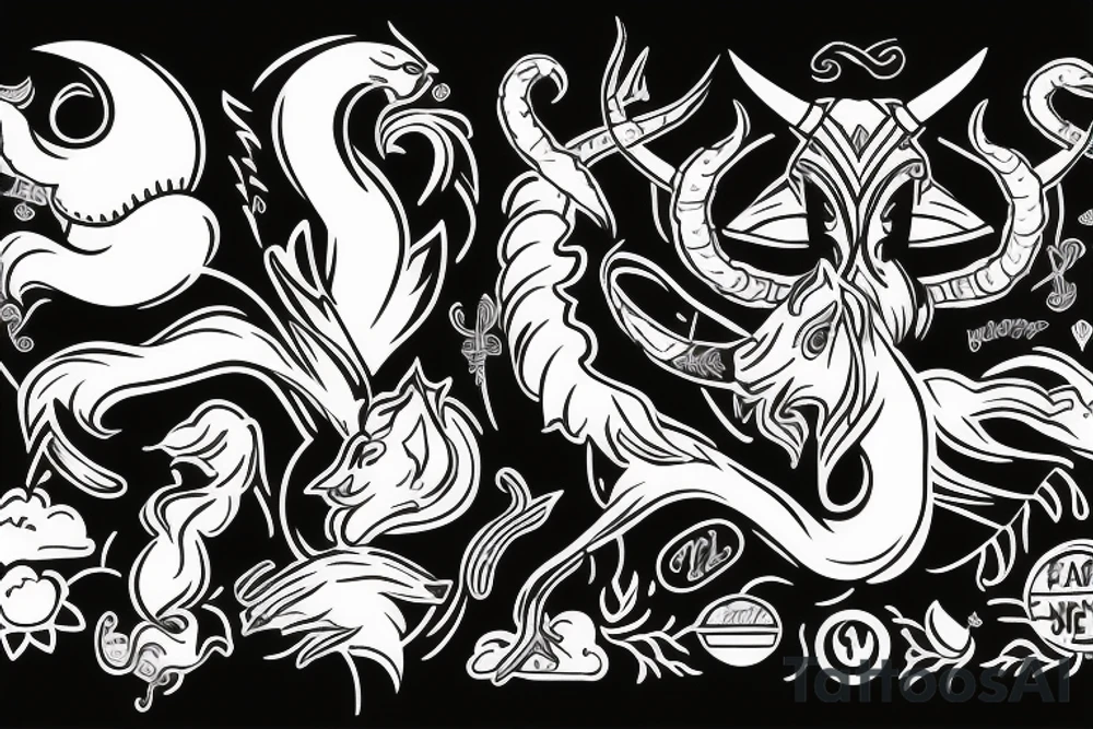 capricorn sign with bold outlines tattoo idea