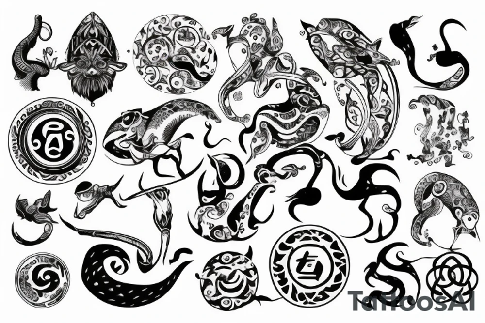 All zodiac symbols tattoo idea