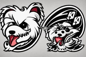 An angry Maltese dog on an auto racing helmet. tattoo idea