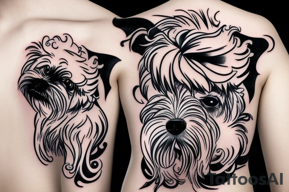 An angry Maltese dog on an auto racing helmet. tattoo idea