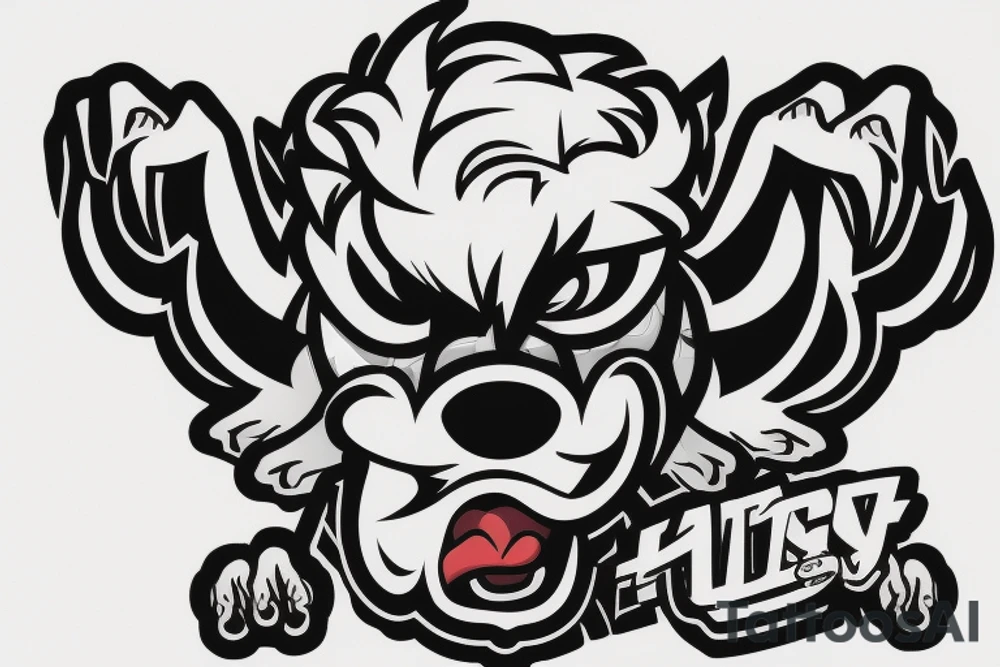 An angry Maltese dog on an auto racing helmet. tattoo idea