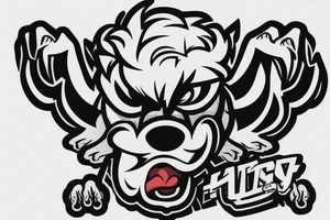 An angry Maltese dog on an auto racing helmet. tattoo idea