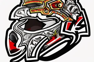 An angry Maltese dog on an auto racing helmet. tattoo idea