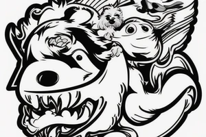 An angry Maltese dog riding on top of 
an auto racing helmet. tattoo idea