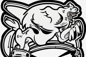 An angry Maltese dog riding on top of 
an auto racing helmet. tattoo idea