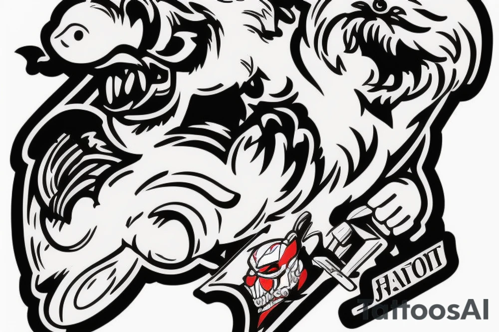 An angry Maltese dog riding on top of 
an auto racing helmet. tattoo idea