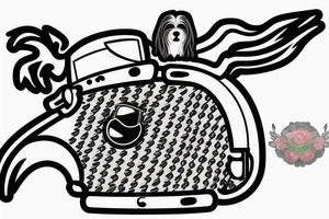 Maltese dog riding on top of 
an auto racing helmet. tattoo idea
