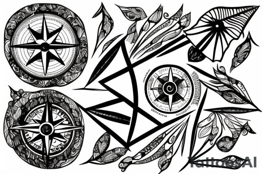 compass with lily of the valley tattoo idea