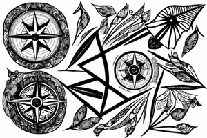 compass with lily of the valley tattoo idea