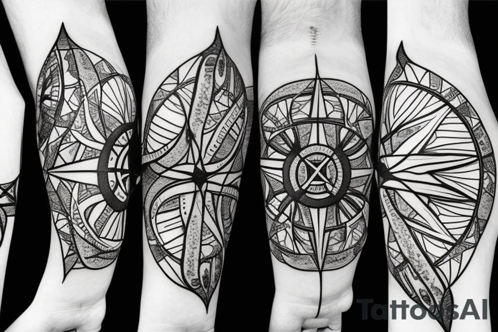 compass with lily of the valley tattoo idea