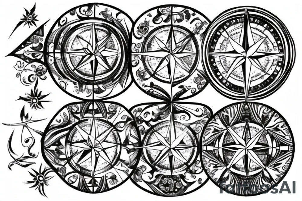 compass with lily of the valley tattoo idea