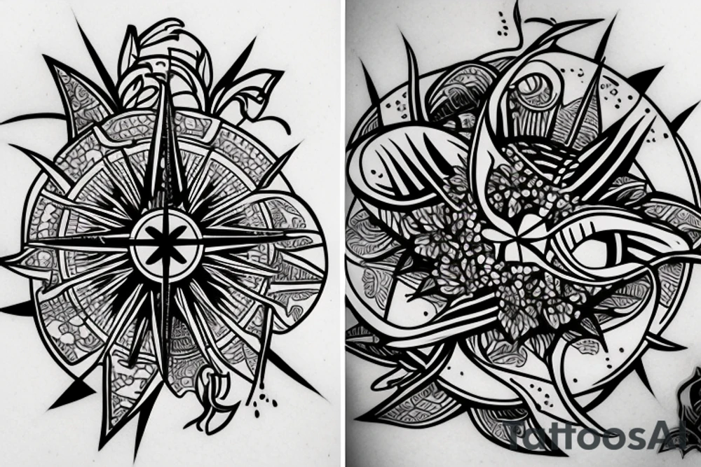compass with lily of the valley tattoo idea