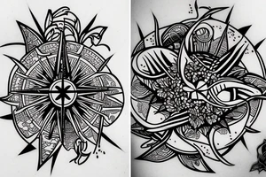 compass with lily of the valley tattoo idea
