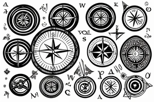 minimalist compass with lily of the valley tattoo idea