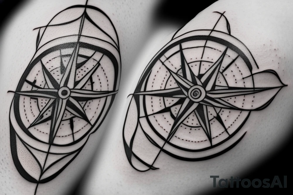 minimalist compass with lily of the valley tattoo idea